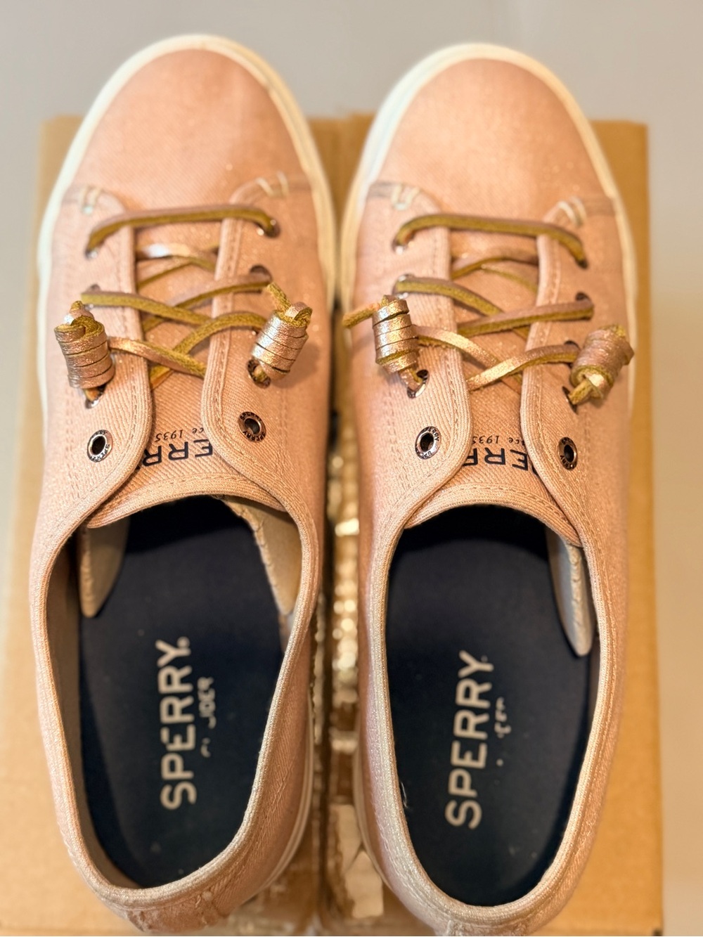 Sperry Metallic Rose Gold Casual Canvas Sneakers